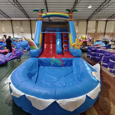 Commercial Grade PVC aufblasbare Wasserrutsche mit Pool
