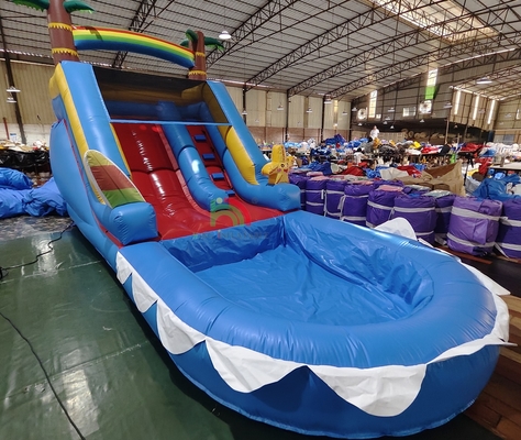 Commercial Grade PVC aufblasbare Wasserrutsche mit Pool