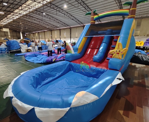 Commercial Grade PVC aufblasbare Wasserrutsche mit Pool