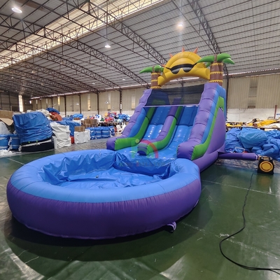 Gewerbliche Wasserrutsche Voll-PVC-Doppelspur aufblasbare Wasserrutsche mit luftdichtem Splash-Wasserpool