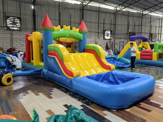 Outdoor Garten Lawn Party Spiel Nasse Trocken aufblasbare Sprunghaus Combo Hindernisplatz mit Slide Pool Ball Pit
