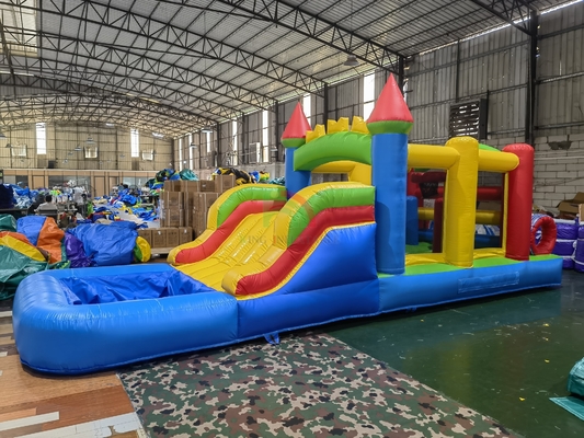 Outdoor Garten Lawn Party Spiel Nasse Trocken aufblasbare Sprunghaus Combo Hindernisplatz mit Slide Pool Ball Pit