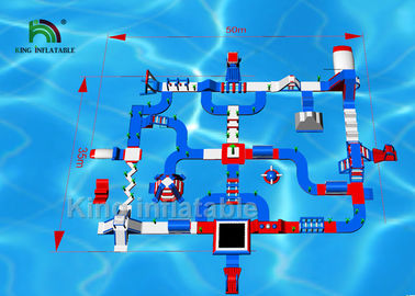 50 x 35m rote Unterhaltungs-aufblasbare Wasser-Parks mit 2 Jahren Garantie-
