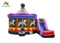 8x6m Purpur-Karussell-aufblasbarer Spaß-Handelsschlag-Häuser mit Dia für Kinder
