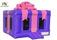 Kundengebundene rosa 4X4m aufblasbare Geschenkbox-Explosion, die Schloss für Partei springt