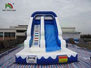 0.55mm PVC-Planen-einbahnige aufblasbare Wasserrutsche mit Pool-blauer/weißer Farbe
