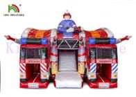 Roter Firetruck 0.55mm aufblasbares springendes Schloss PVCs mit Dia für Kinder
