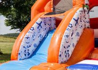 Orange aufblasbares Bouncee-Haus-kombiniertes Dia-heller Tulpe PVC-Hinterhof-Spielplatz