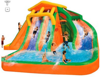 Orange und blaue 0.55mm PVC-Planen-aufblasbare Wasserrutsche/neues Entwurf Hinterhof-Dia