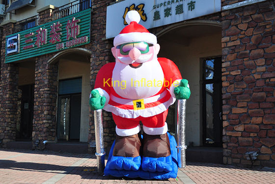 3m aufblasbare Santa Claus Skiing Dancing Skateboarding
