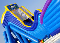 Blaue/gelbe aufblasbare Wasserrutsche-Spiel-Werbung 12 * 4m Flusspferddia für Strand