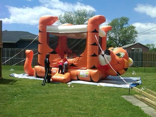 PVC beschichtete Karikatur Tiger Inflatable Bouncer Castle Blow herauf springendes Schloss