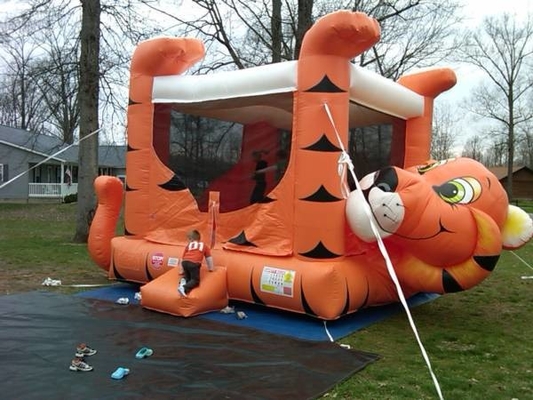 PVC beschichtete Karikatur Tiger Inflatable Bouncer Castle Blow herauf springendes Schloss