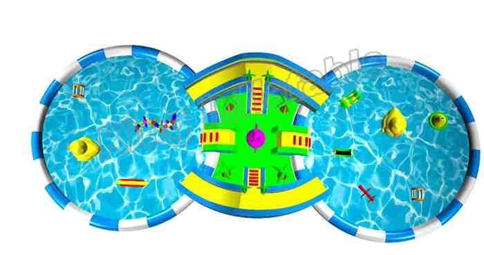 Spiel-im Freien bunter aufblasbarer Hinterhof-Wasser-Park mit zwei Pool/Wasserrutschen