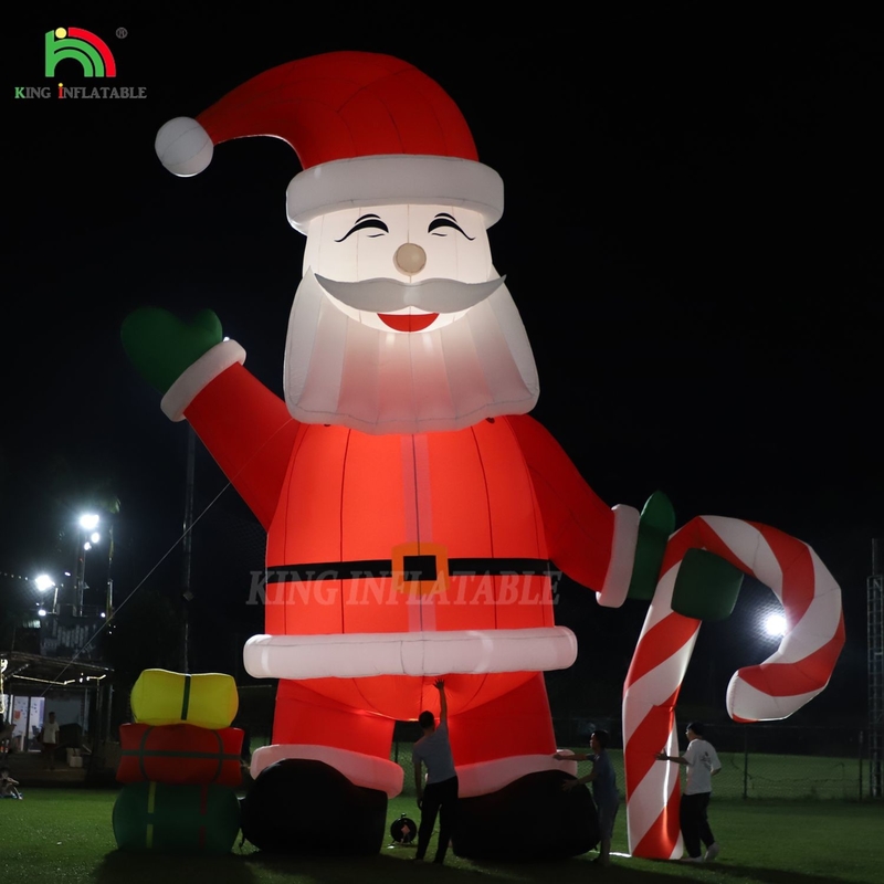 Glühender aufblasbarer Weihnachtsmann Ornament 33ft Cartoon Riese mit LED-Leuchten für Weihnachtsgarten Party Dekor