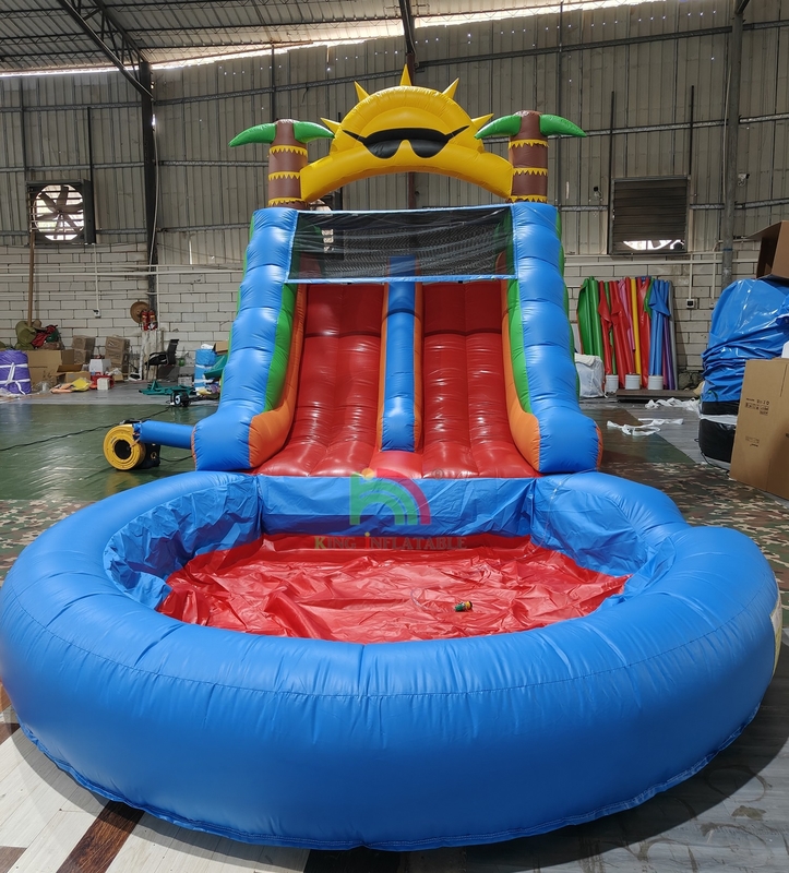 Erwachsene Kinder Wasserrutsche Kommerzielle Qualität Full PVC Doppelspur aufblasbare Wasserrutsche mit luftdichtem Splash-Wasserpool