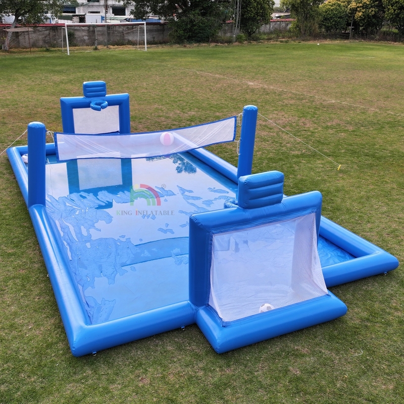 PVC Aufblasbare Sport-Spiel Blau Aufblasbare Wasservolleyball Netz Feld Fußballfeld Arena Court Aufblasbare Fußballplatz Feld