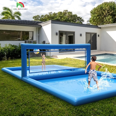 33x16.5x7FT aufblasbares Volleyballfeld Strandvolleyballnetz Volleyballpool Wasserfeld mit Luftpumpe für das Outdoor-Spiel